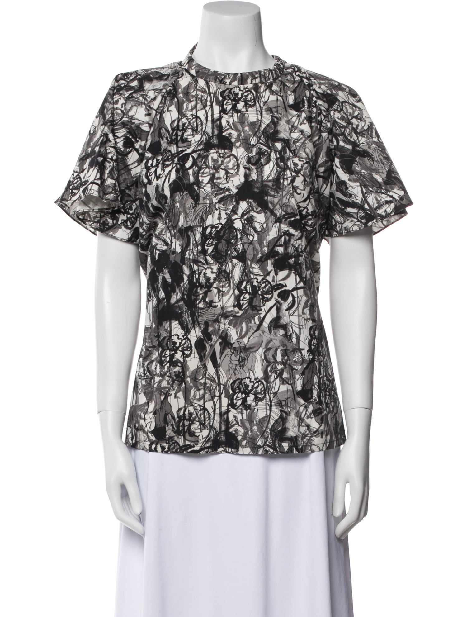 Jonathan Cohen Printed Crew Neck Blouse