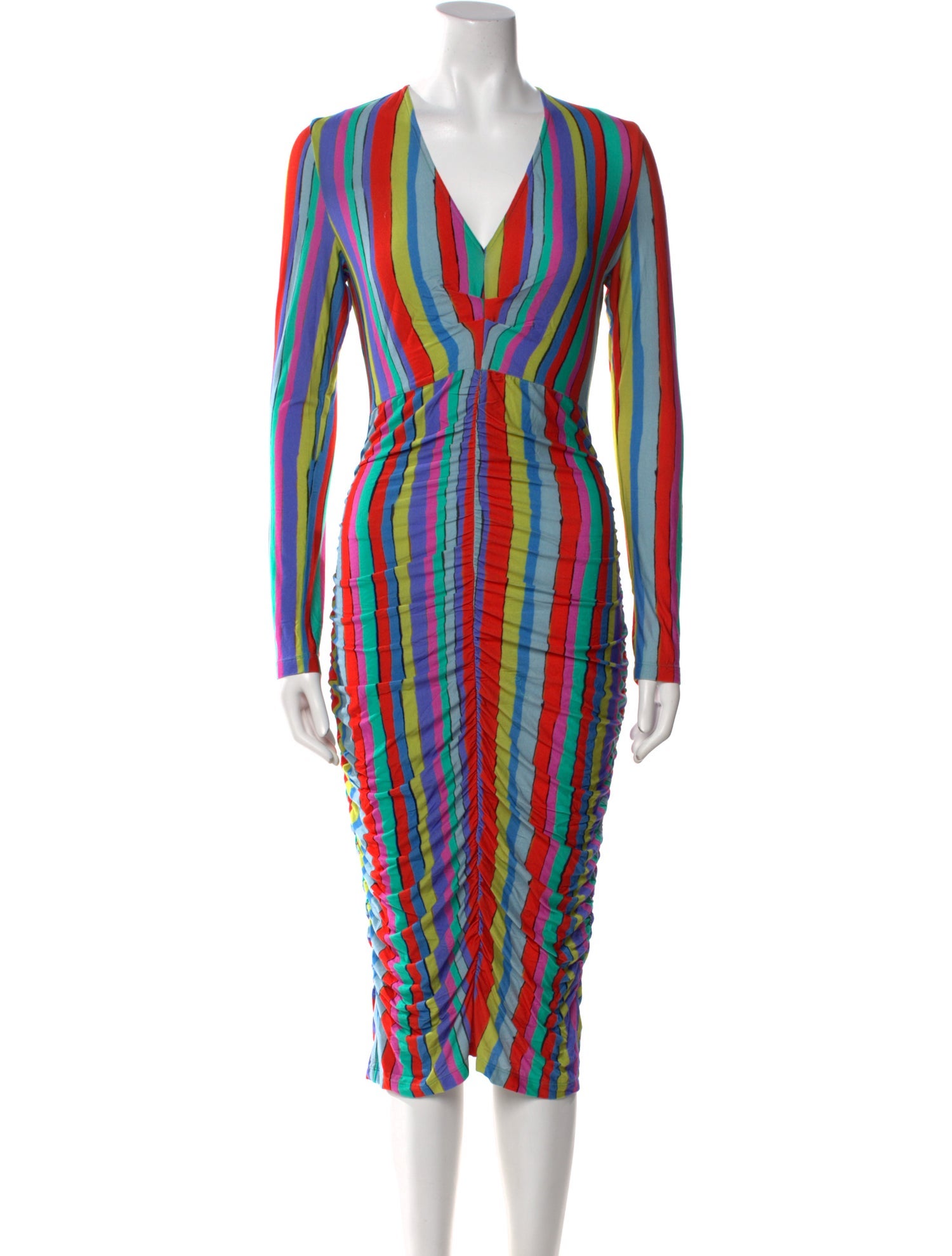 Jonathan Cohen Striped Midi Length Dress