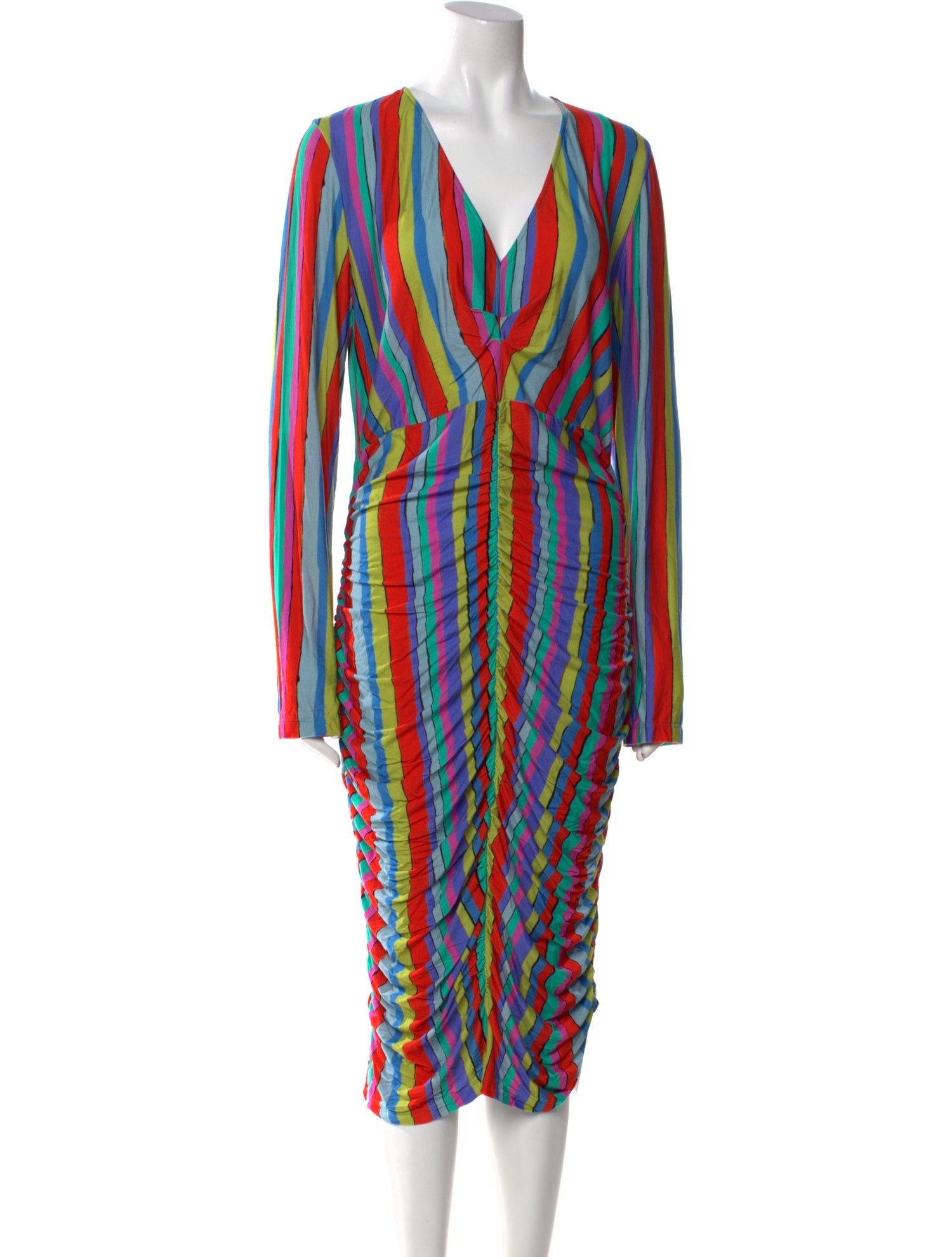 Jonathan Cohen Striped Midi Length Dress