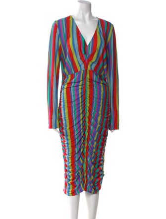 Jonathan Cohen Striped Midi Length Dress