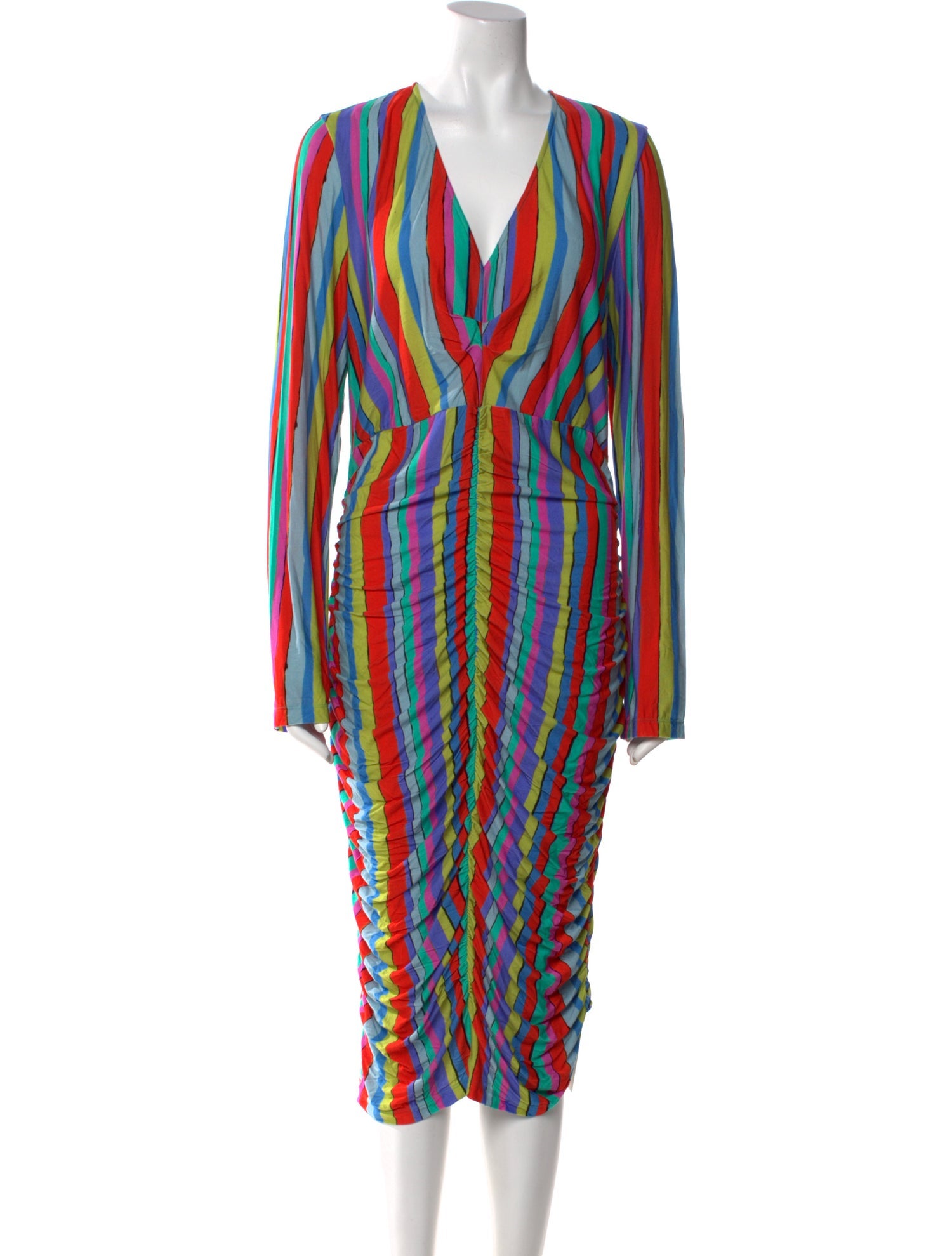 Jonathan Cohen Striped Midi Length Dress