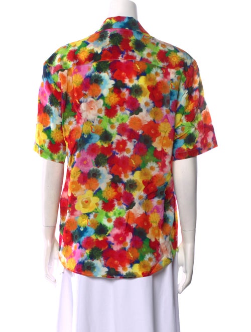 Jonathan Cohen Silk Floral Print Button-Up Top