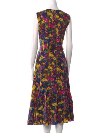 Jonathan Cohen Floral Print Midi Length Dress