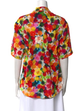 Jonathan Cohen Silk Floral Print Button-Up Top