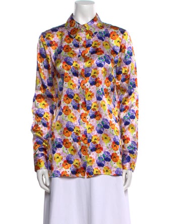 Jonathan Cohen Floral Print Long Sleeve Button-Up Top