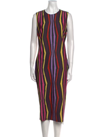 Jonathan Cohen Striped Midi Length Dress