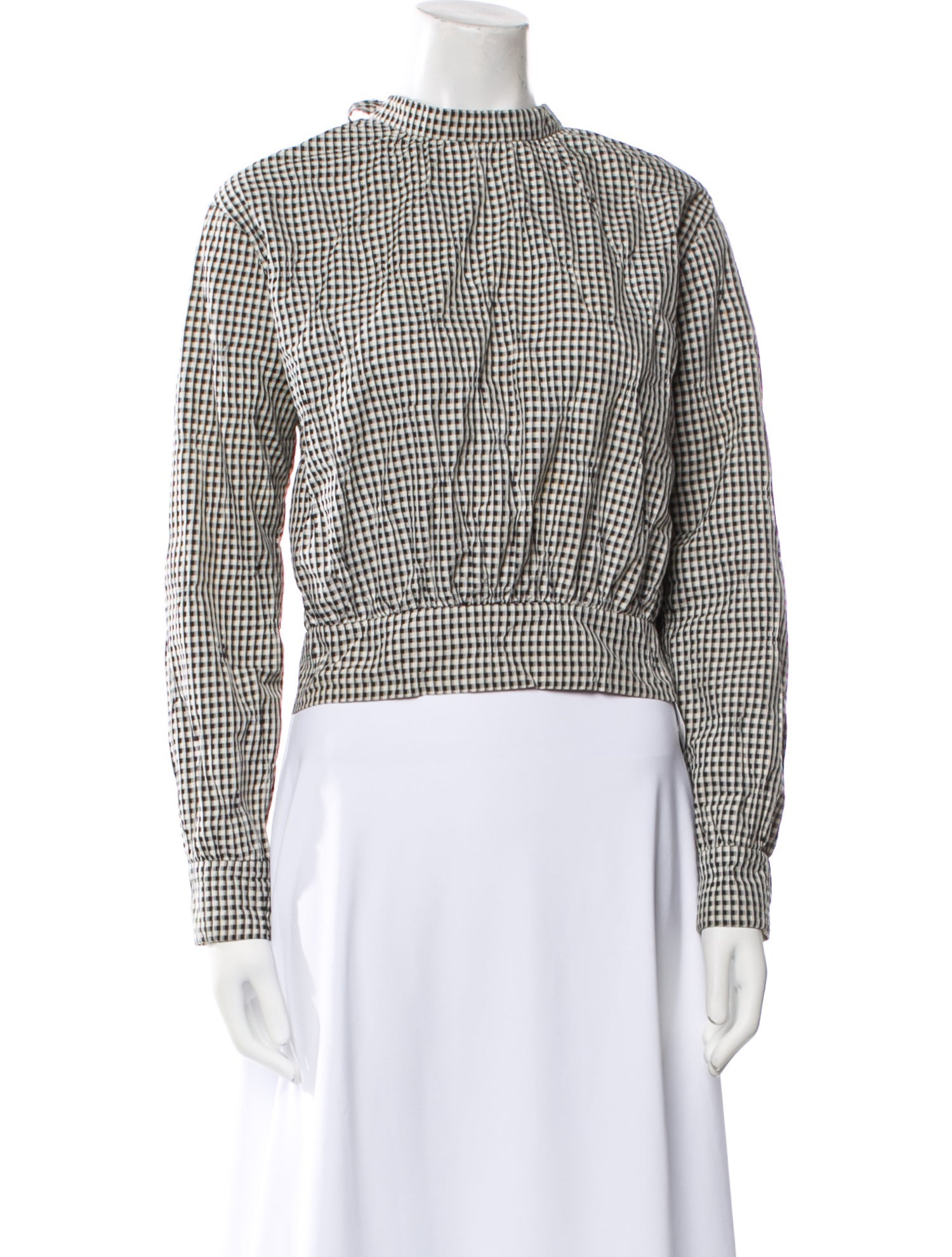 Jonathan Cohen Plaid Print Crew Neck Crop Top