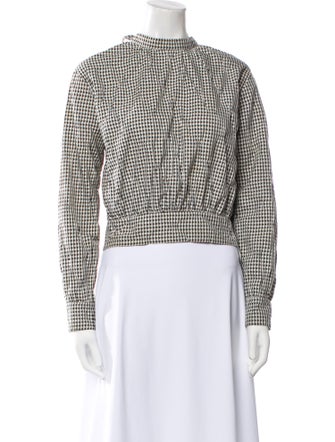 Jonathan Cohen Plaid Print Crew Neck Crop Top