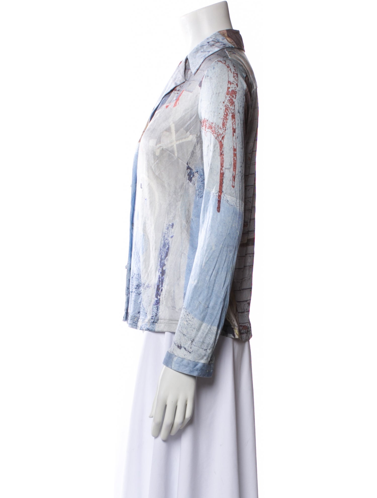 Jonathan Cohen Printed Long Sleeve Button-Up Top