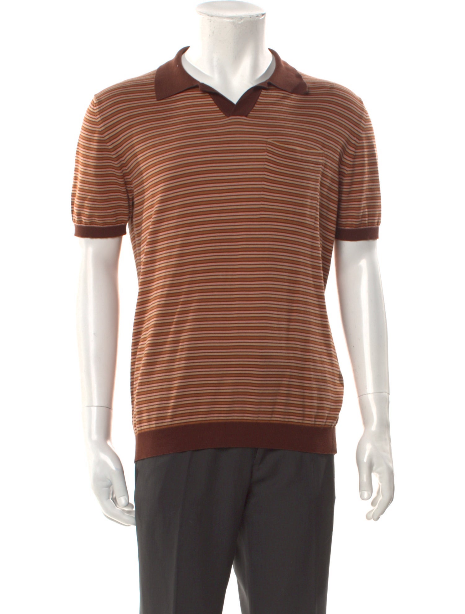 Roberto Collina Striped V-Neck Polo Shirt
