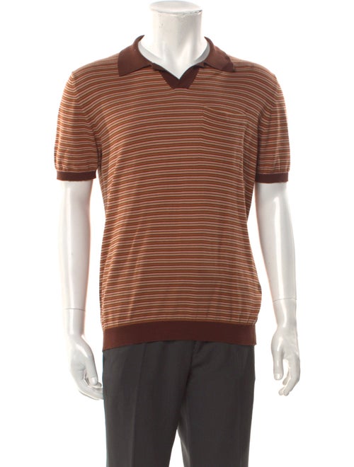 Roberto Collina Striped V-Neck Polo Shirt