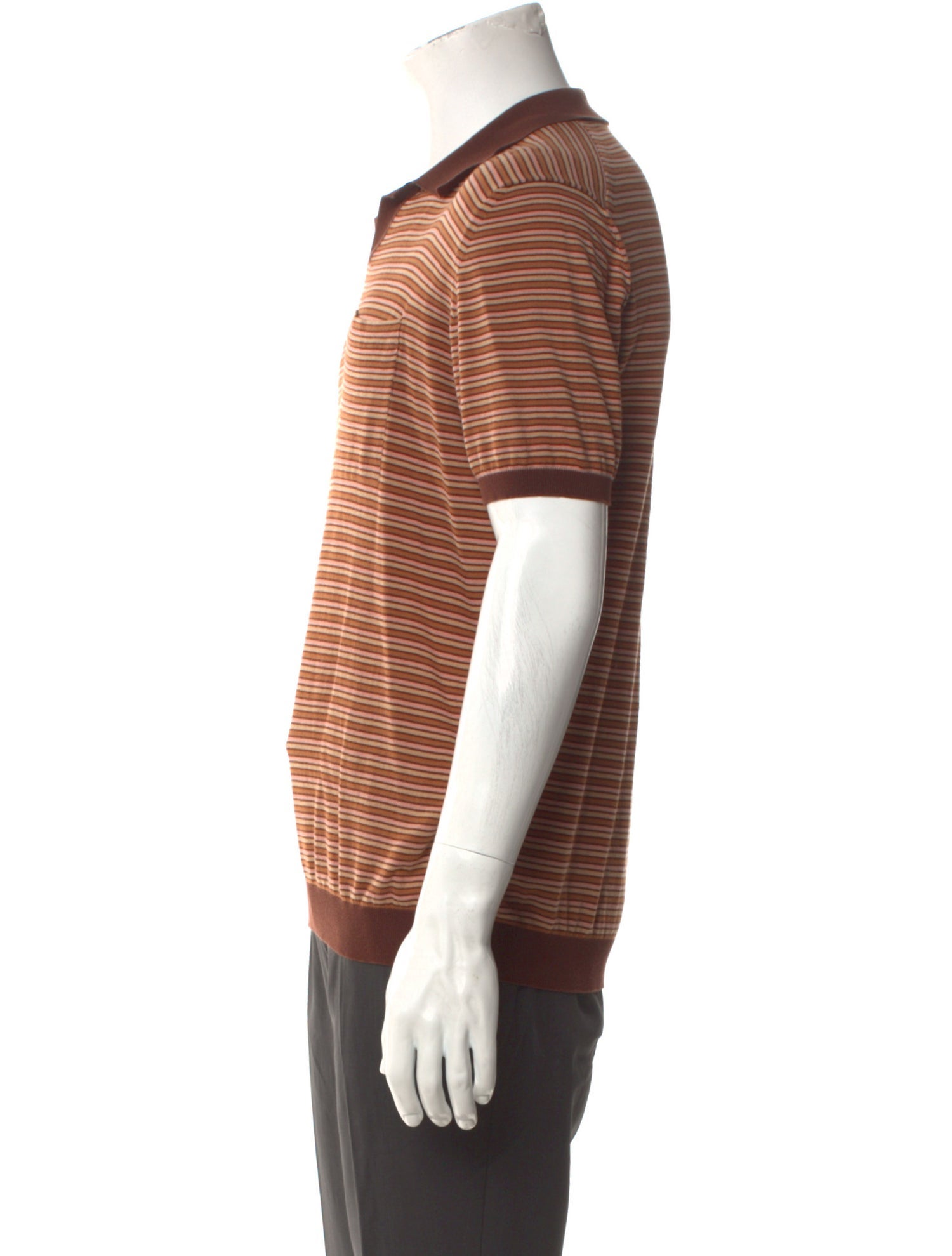 Roberto Collina Striped V-Neck Polo Shirt