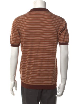 Roberto Collina Striped V-Neck Polo Shirt