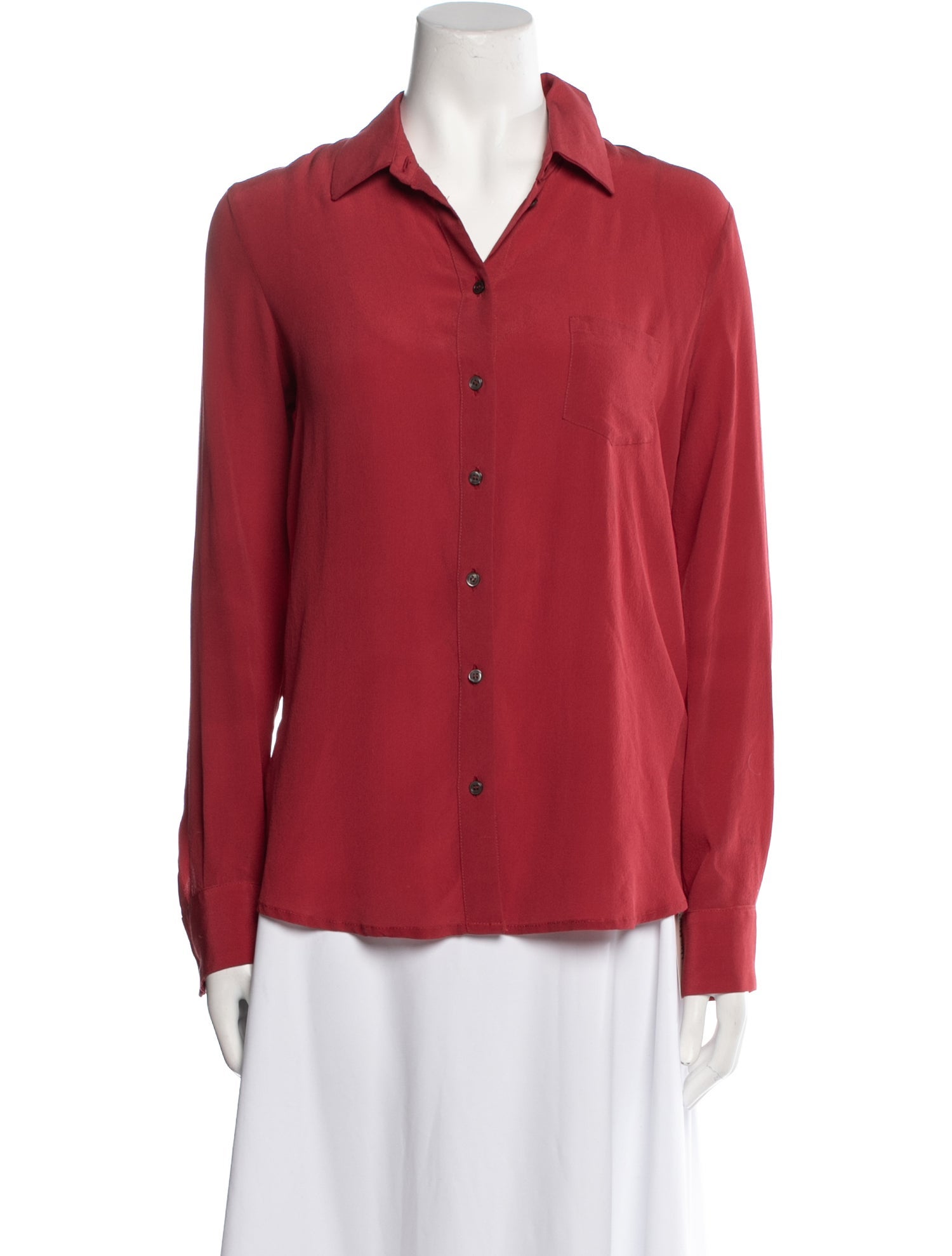 Roberto Collina Silk Long Sleeve Button-Up Top