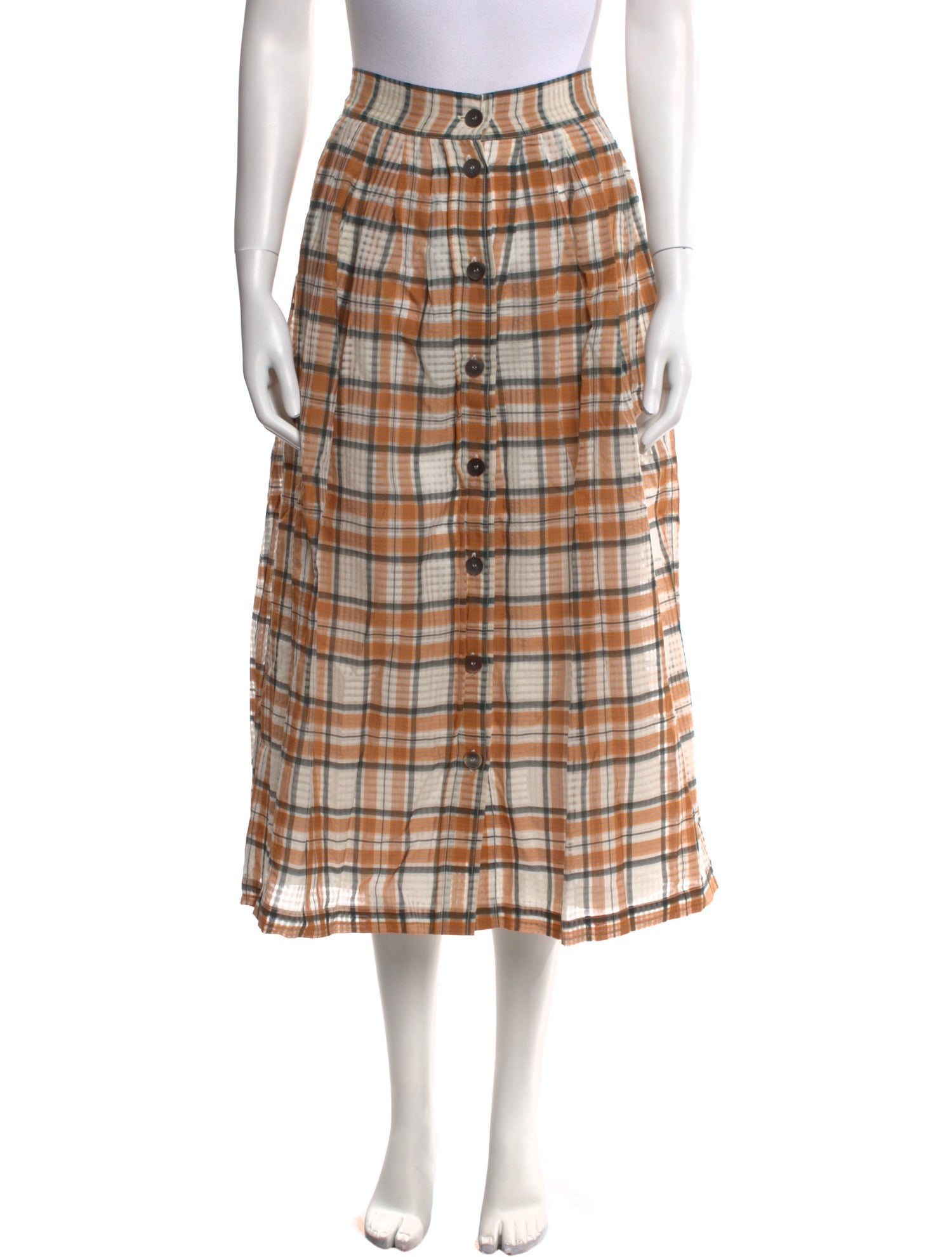 Roberto Collina Plaid Print Midi Length Skirt