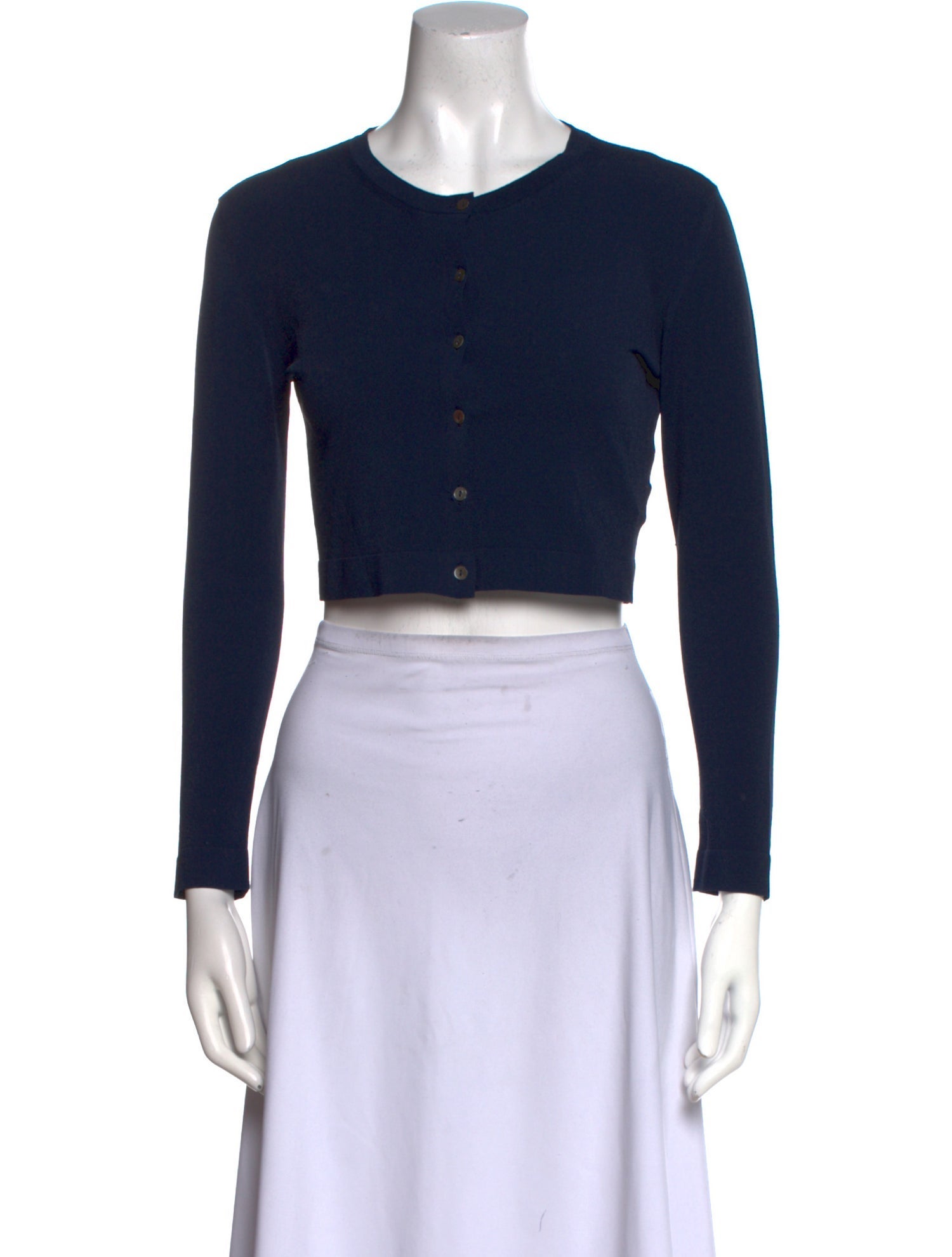 Roberto Collina Crew Neck Long Sleeve Crop Top