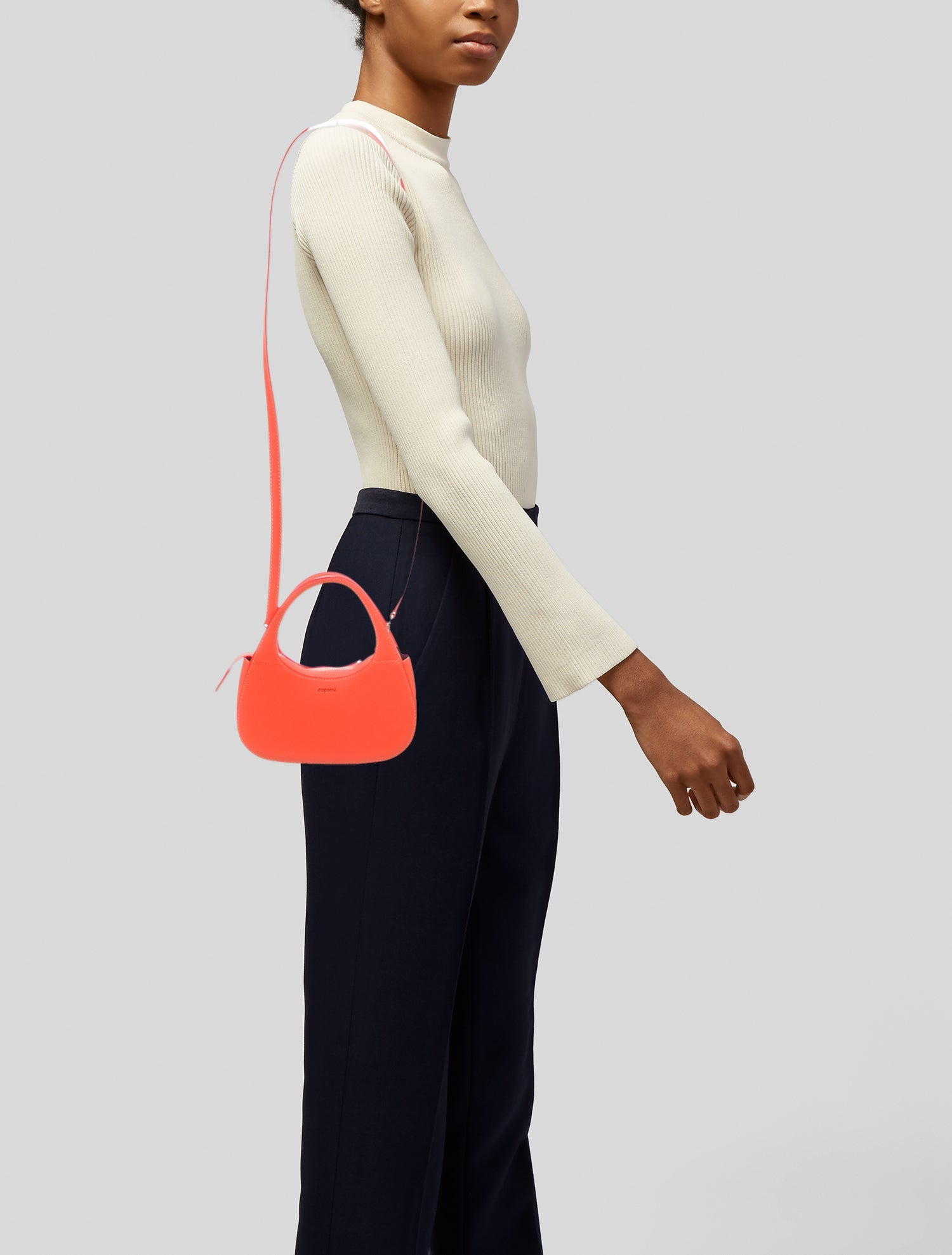 Coperni Leather Micro Baguette Swipe Bag - Orange Mini Bags