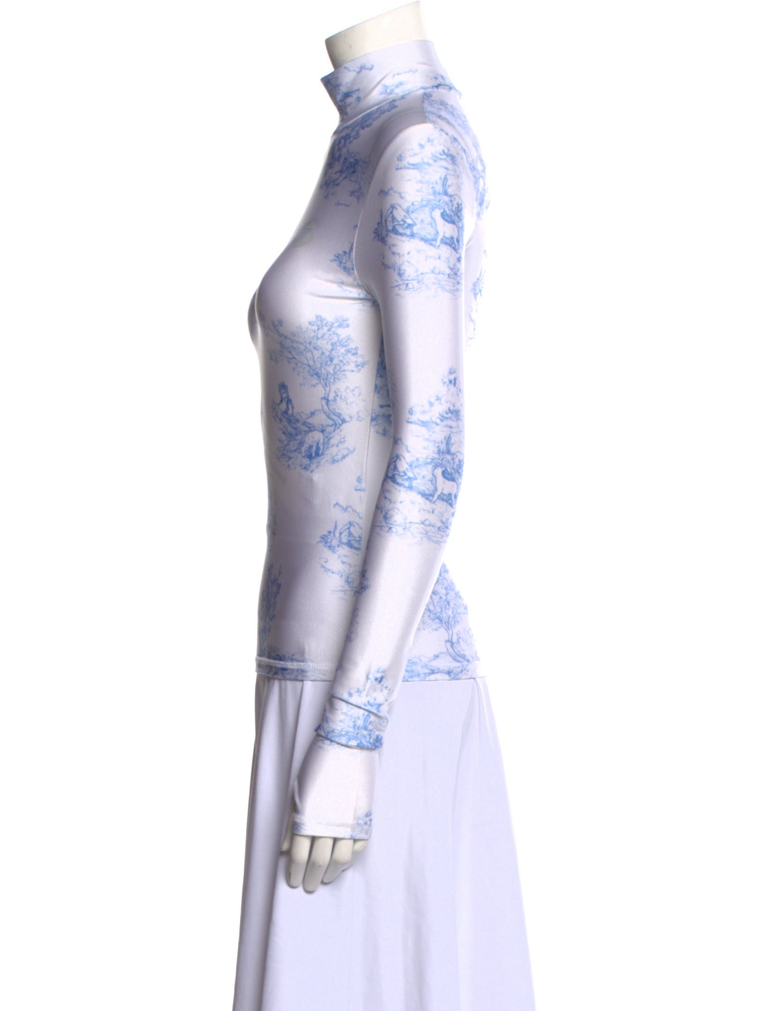 Coperni Floral Print Mock Neck Top