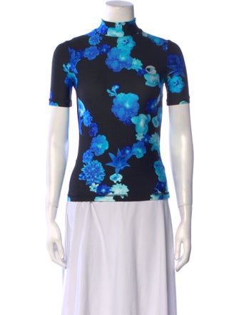 Coperni Floral Print Mock Neck Top