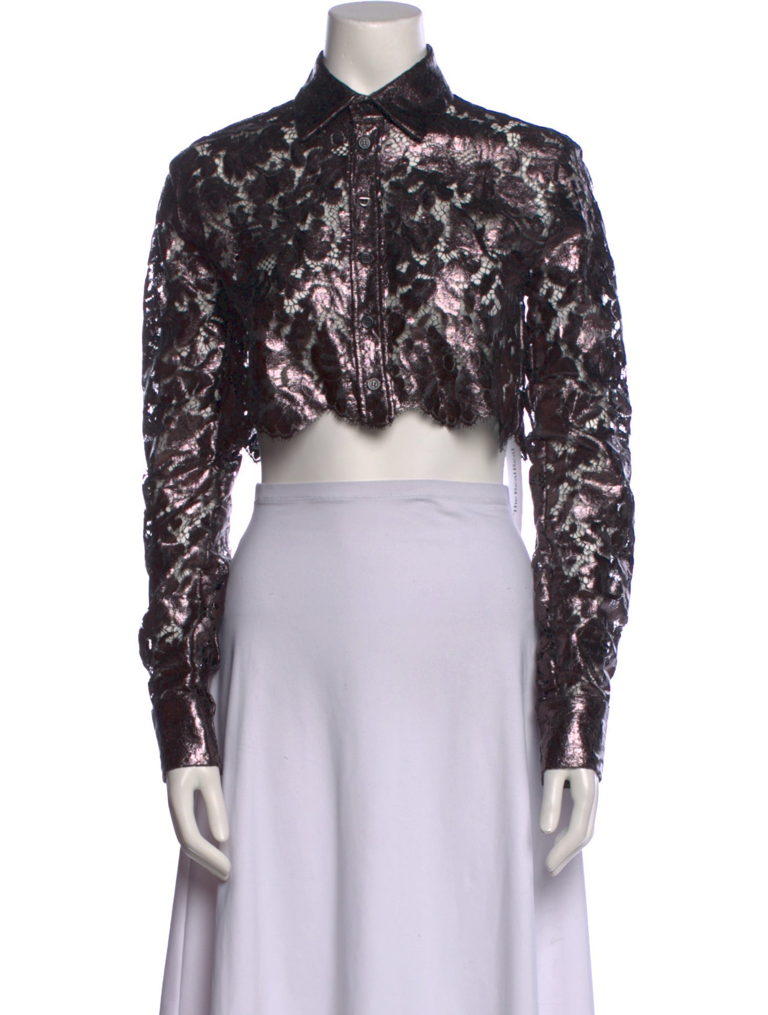 Coperni Lace Pattern Long Sleeve Crop Top w/ Tags