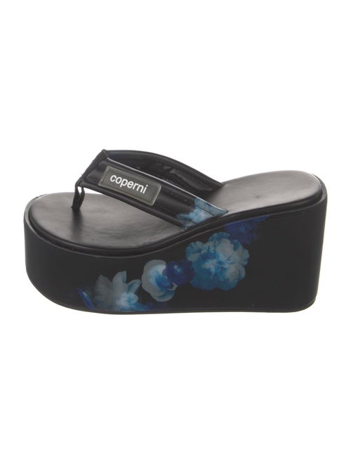 Coperni Leather Floral Print Flip Flops