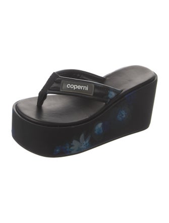 Coperni Leather Floral Print Flip Flops