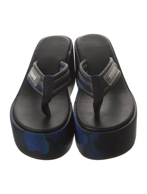 Coperni Leather Floral Print Flip Flops
