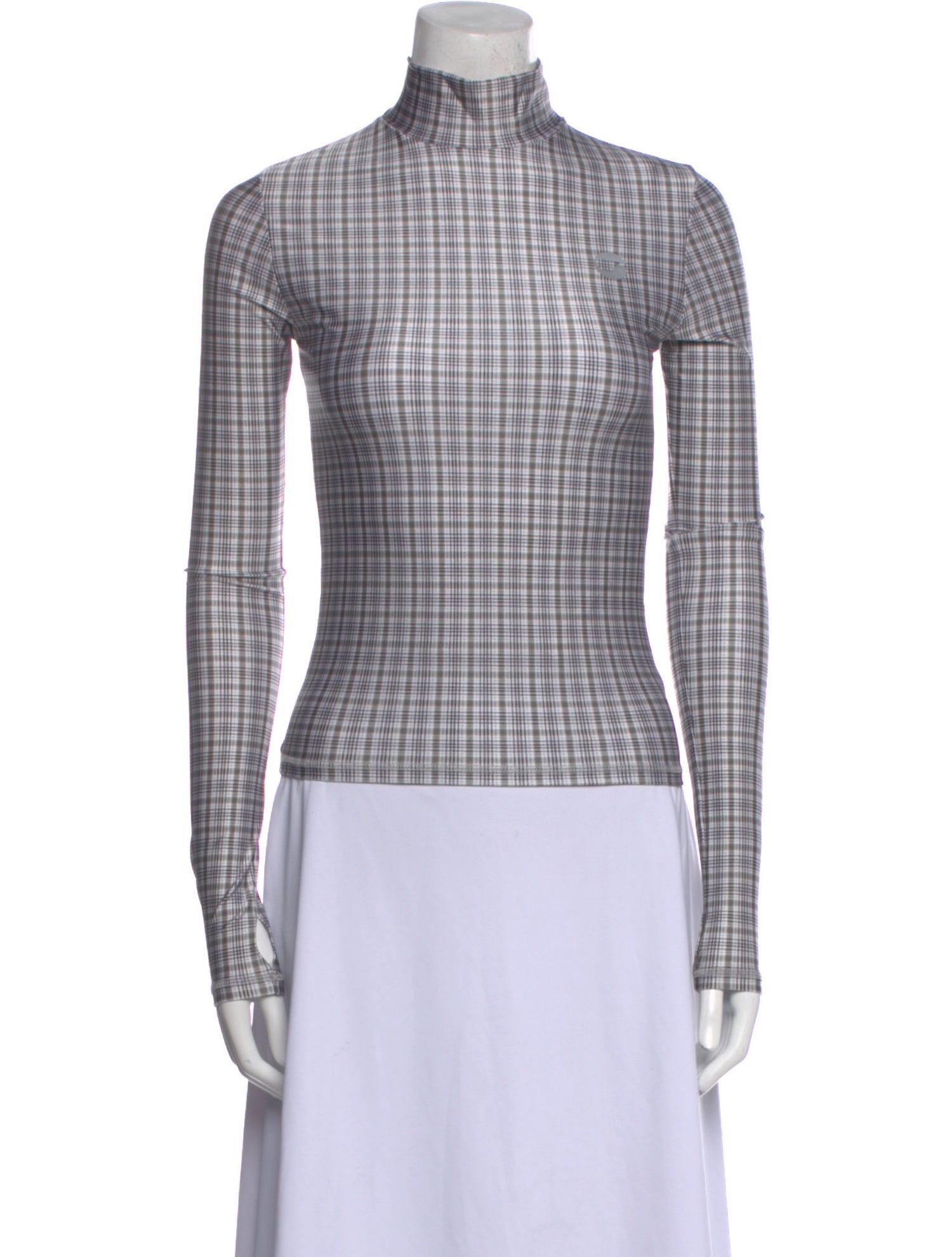 Coperni Plaid Print Turtleneck Top