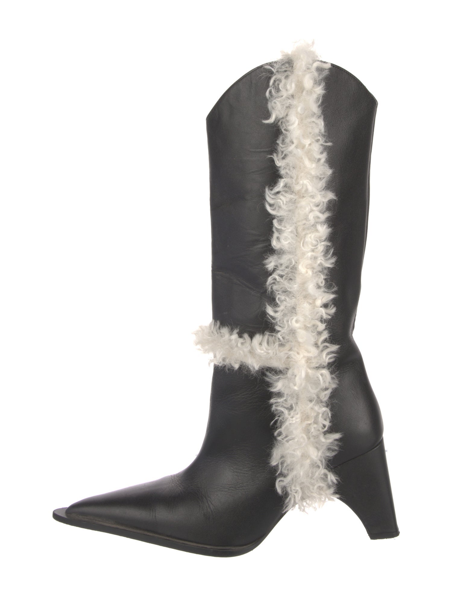 Coperni Leather Faux Fur Trim Boots