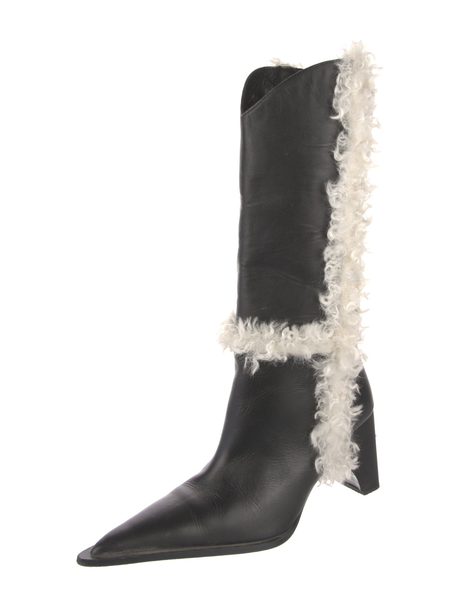 Coperni Leather Faux Fur Trim Boots