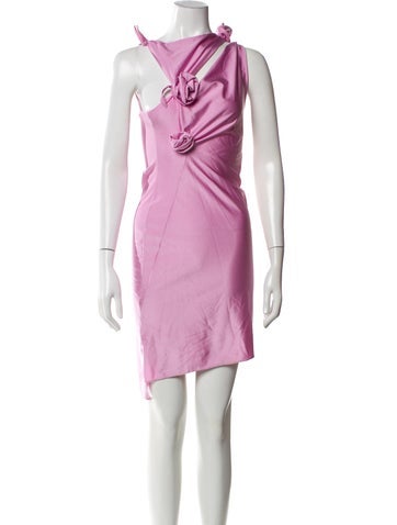 Pre-owned Coperni Cowl Neck Knee-length Dress In Pink