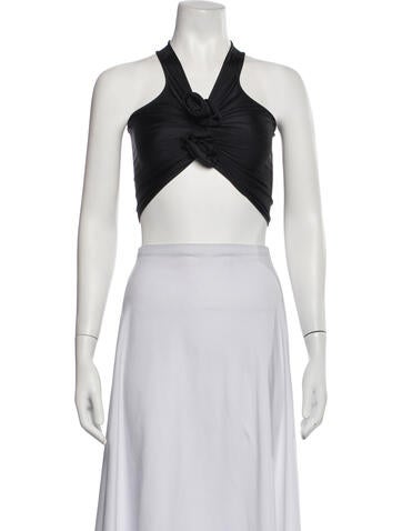 Pre-owned Coperni Halterneck Sleeveless Crop Top In White