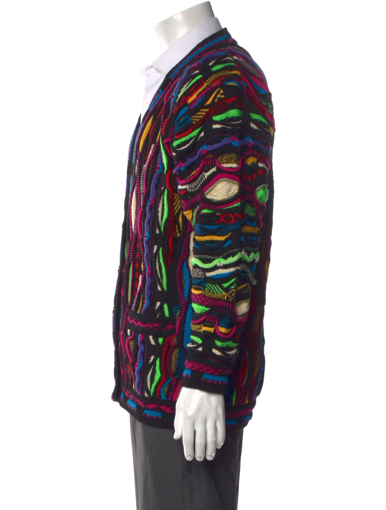 Coogi Wool Graphic Print Cardigan