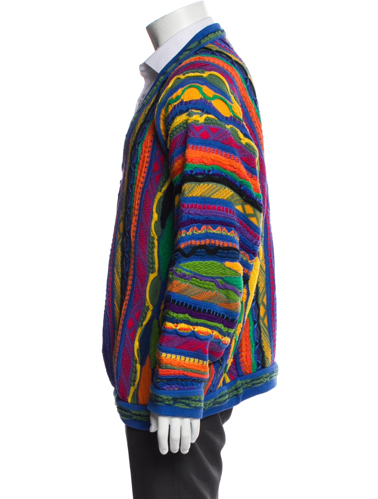 Coogi Striped V-Neck Cardigan