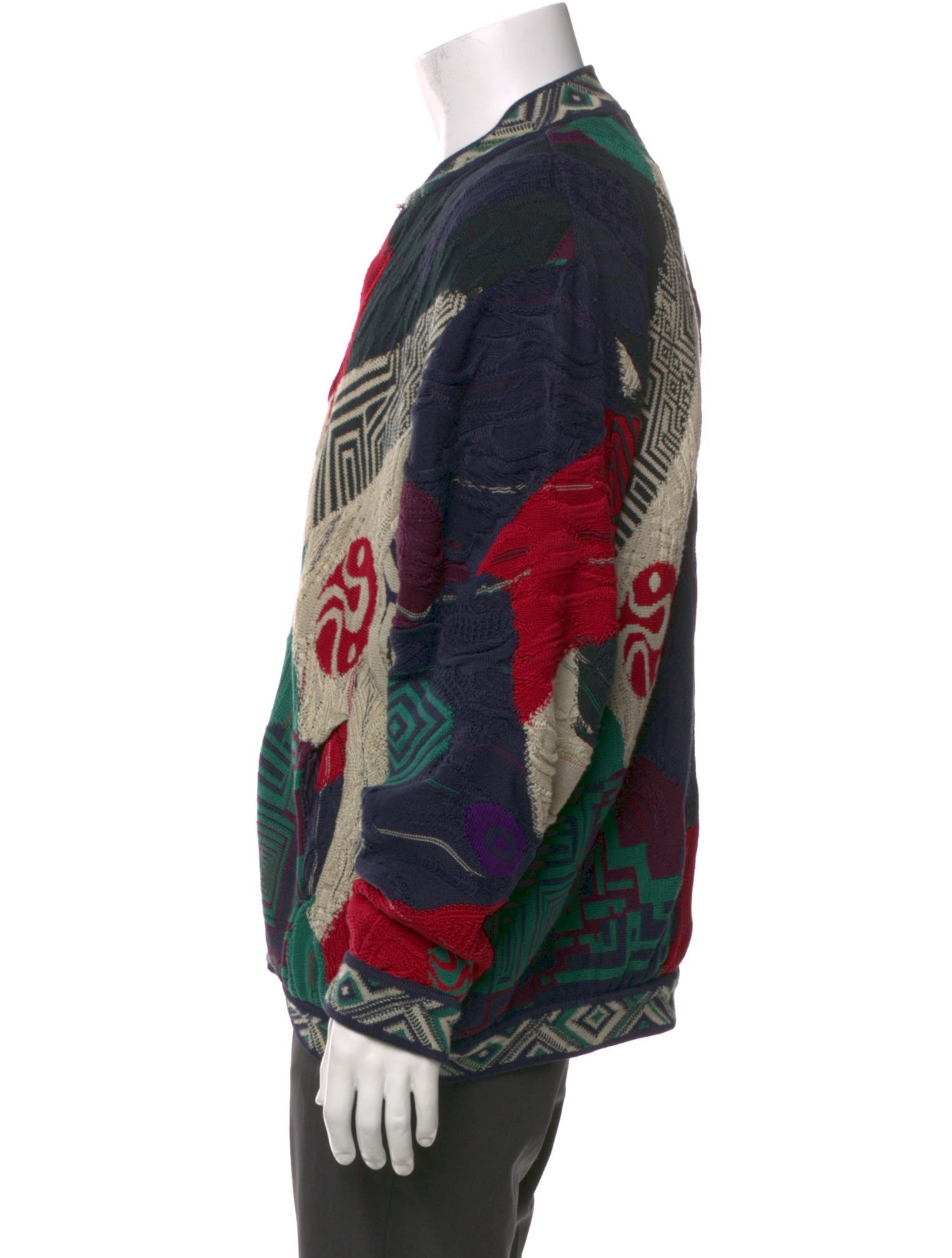 Coogi Printed Mock Neck Cardigan