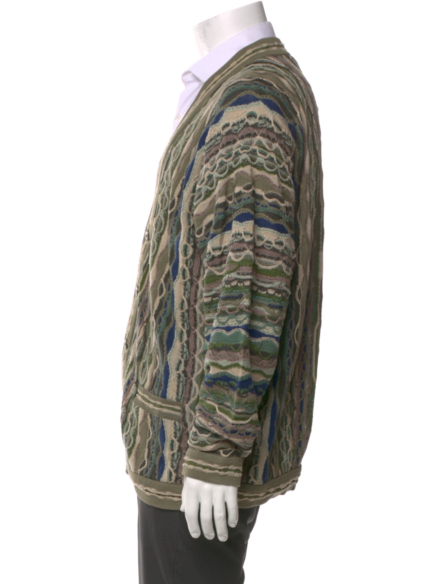 Coogi Striped V-Neck Cardigan