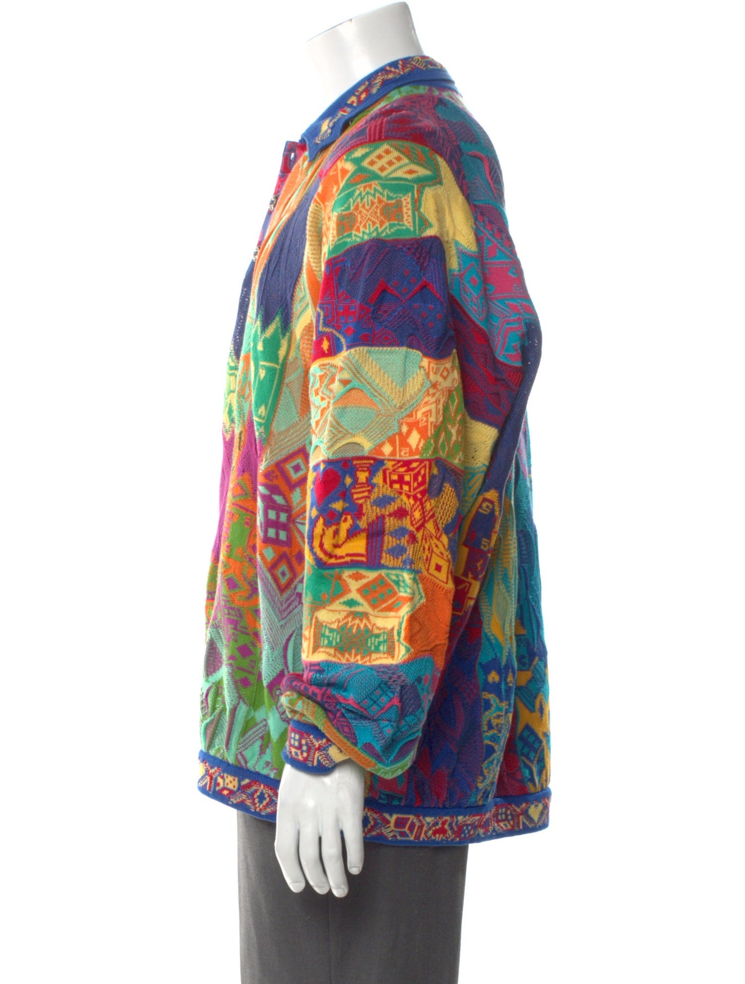 Coogi Printed Collar Polo Sweater