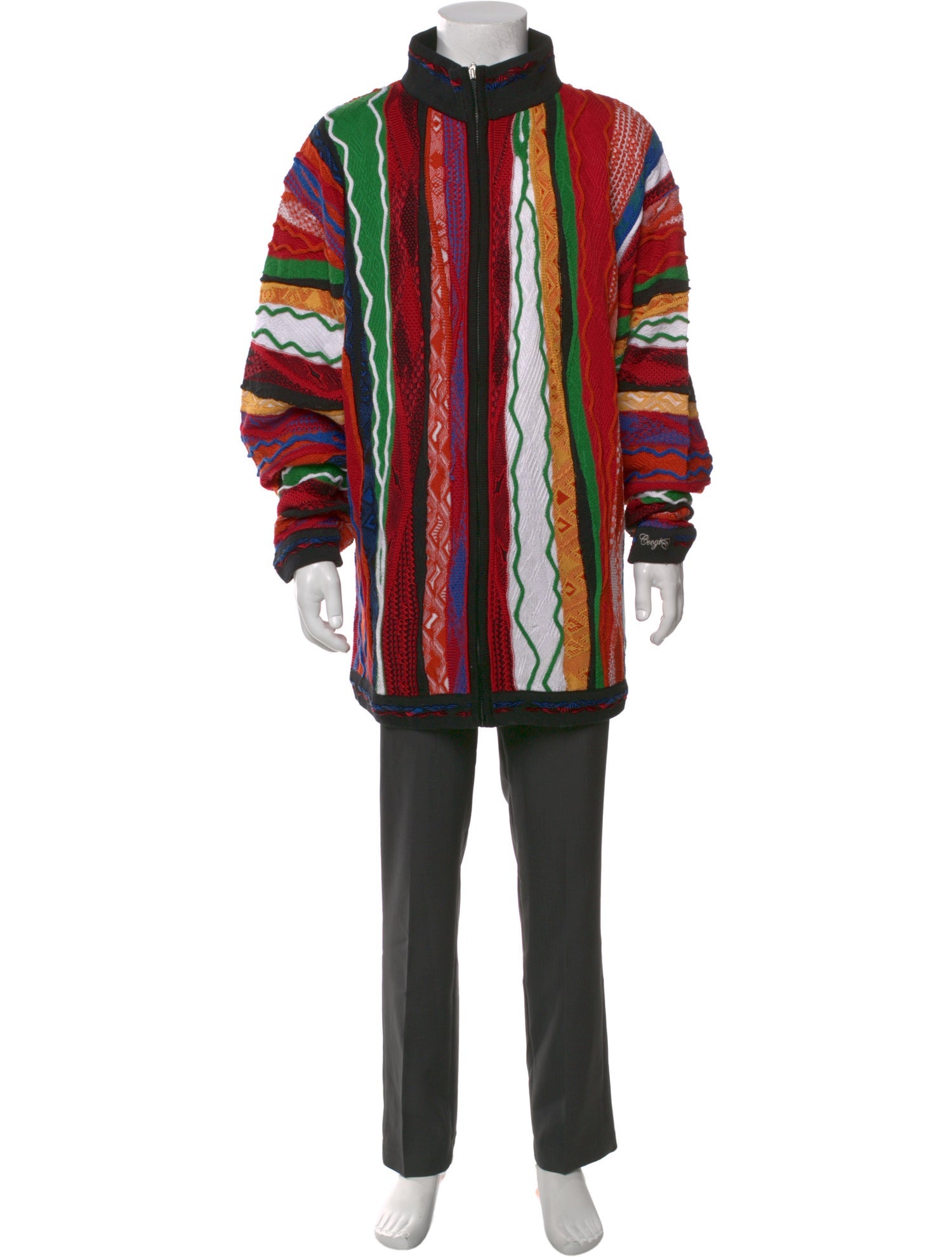 Coogi Striped Turtleneck Cardigan