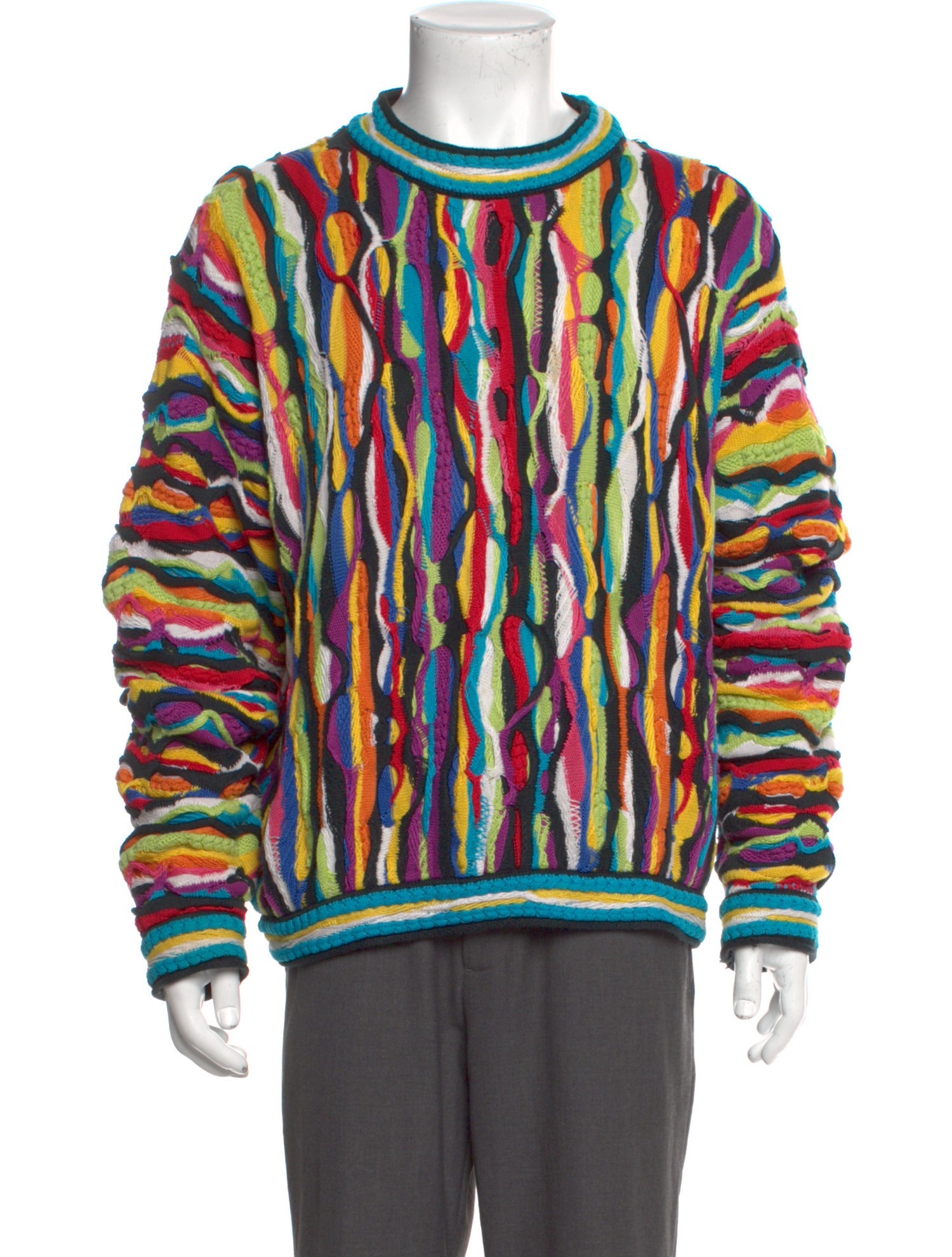 Coogi Striped Crew Neck Cardigan