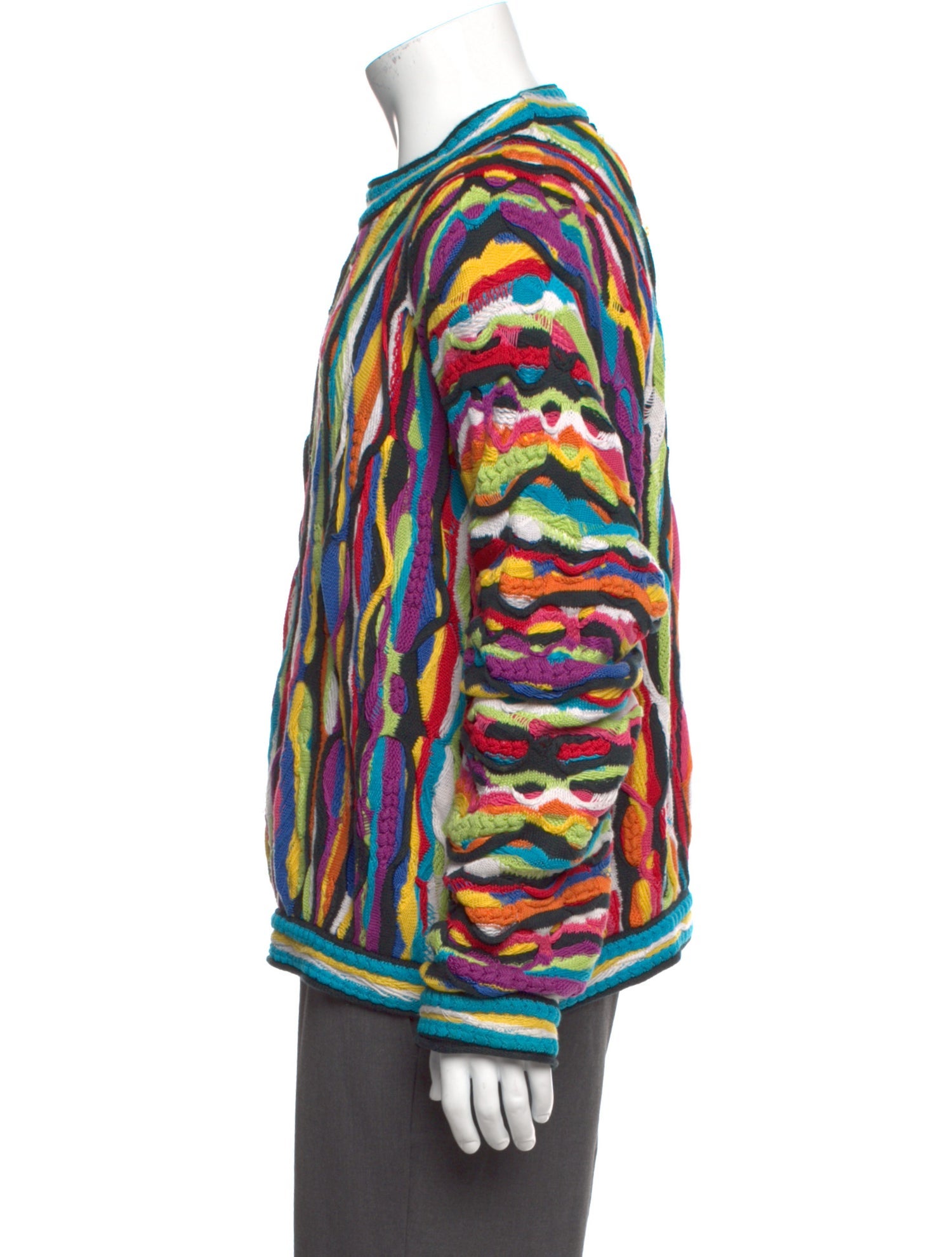 Coogi Striped Crew Neck Cardigan