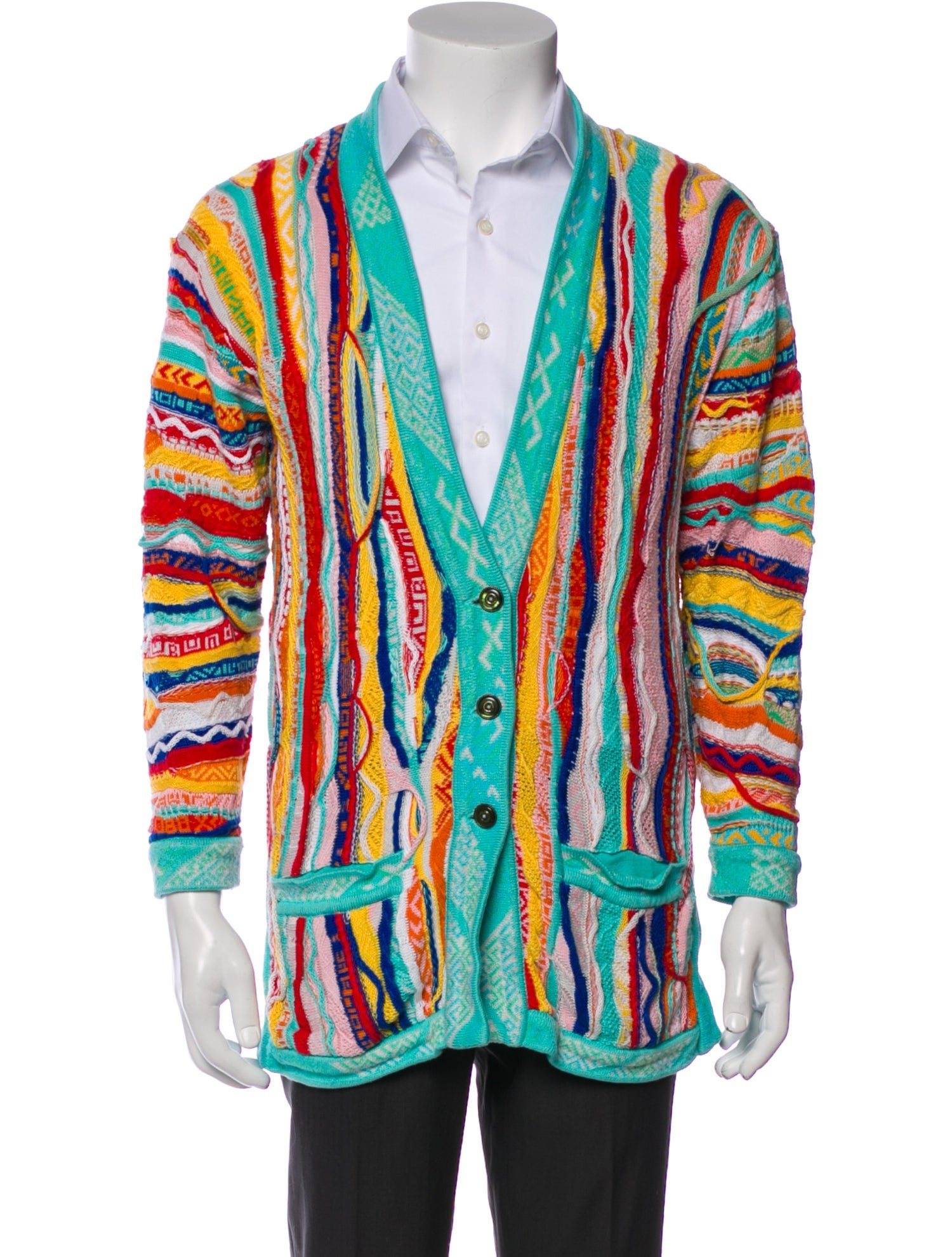 Coogi Striped V-Neck Cardigan