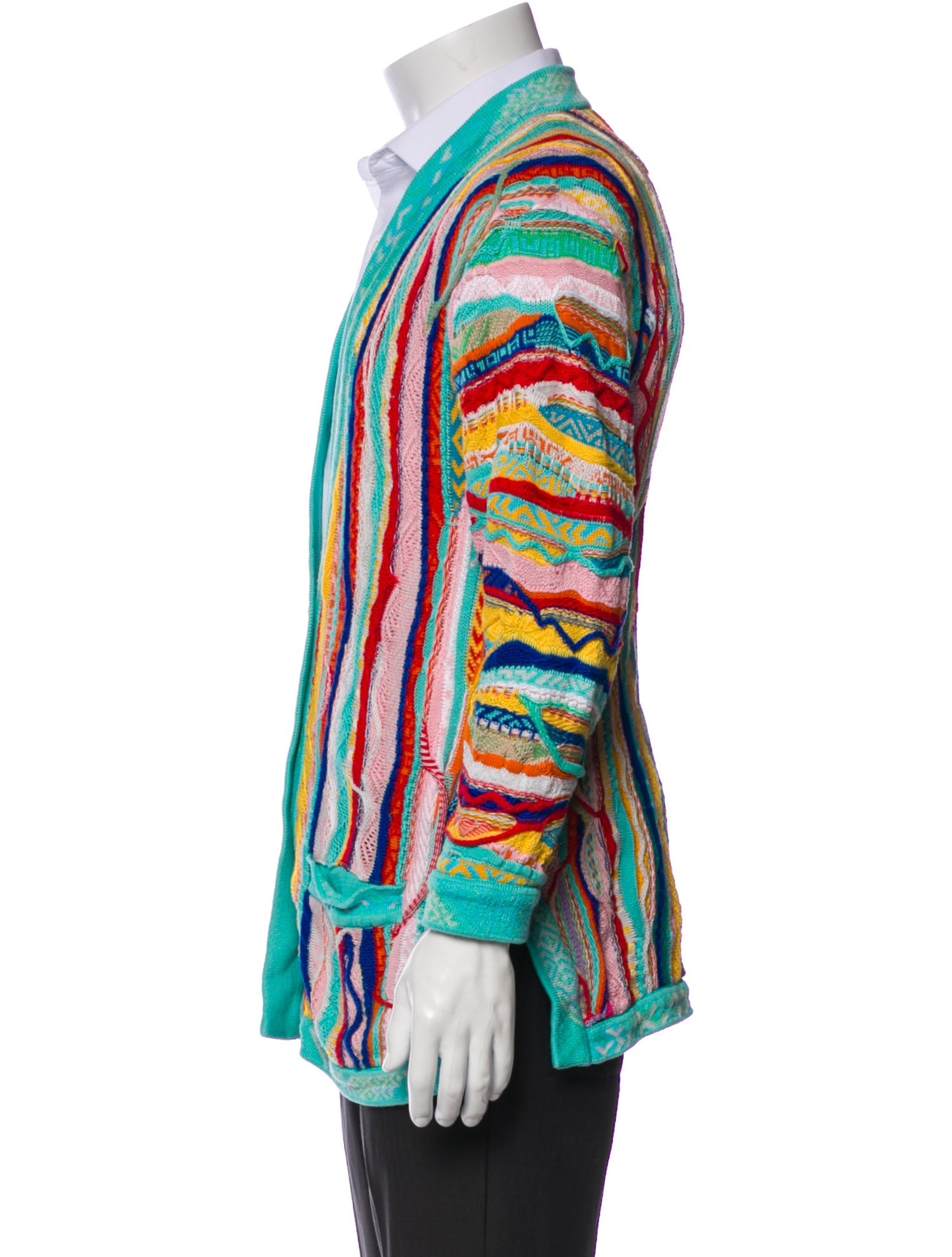 Coogi Striped V-Neck Cardigan