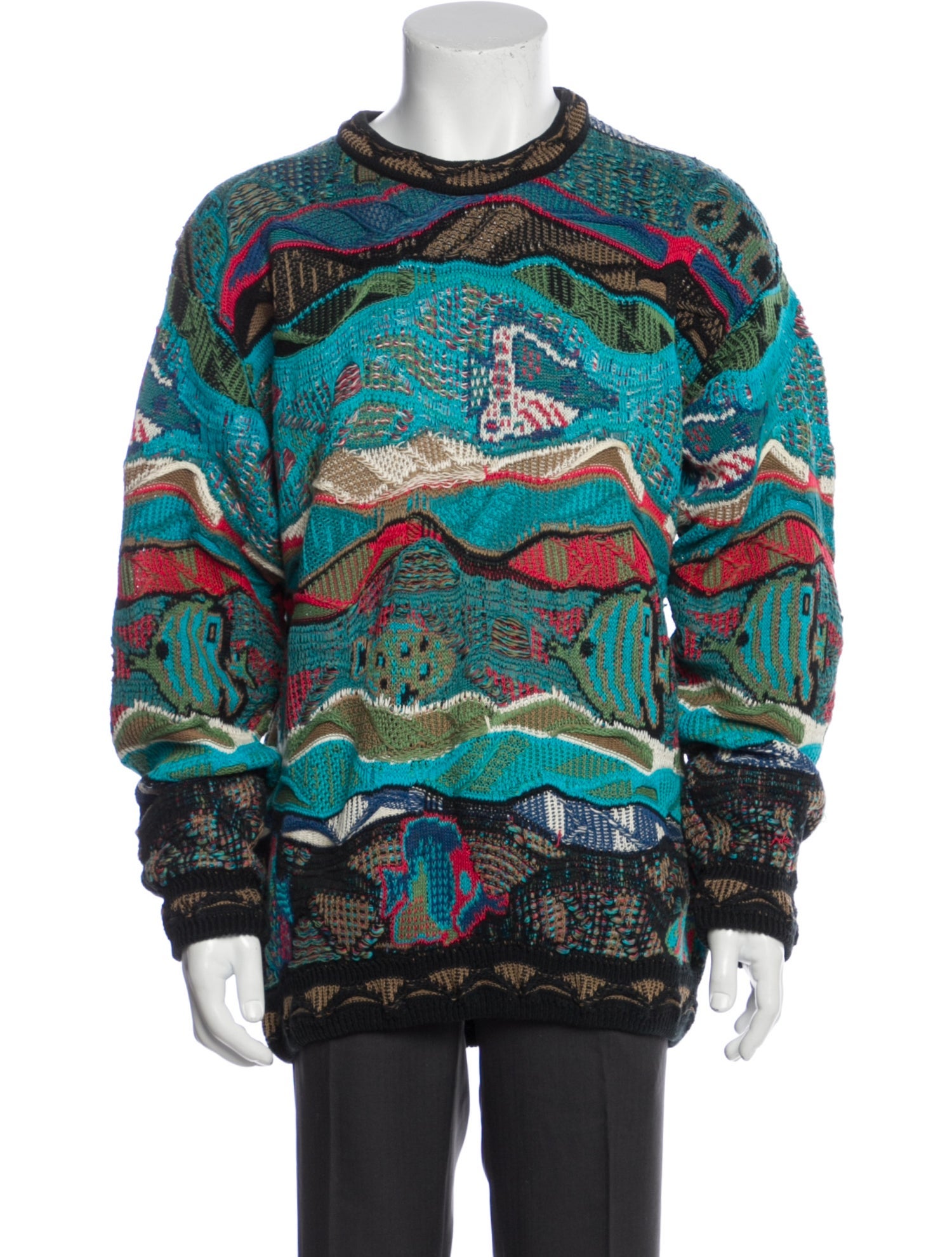 Coogi Patterned Crew Neck Pullover