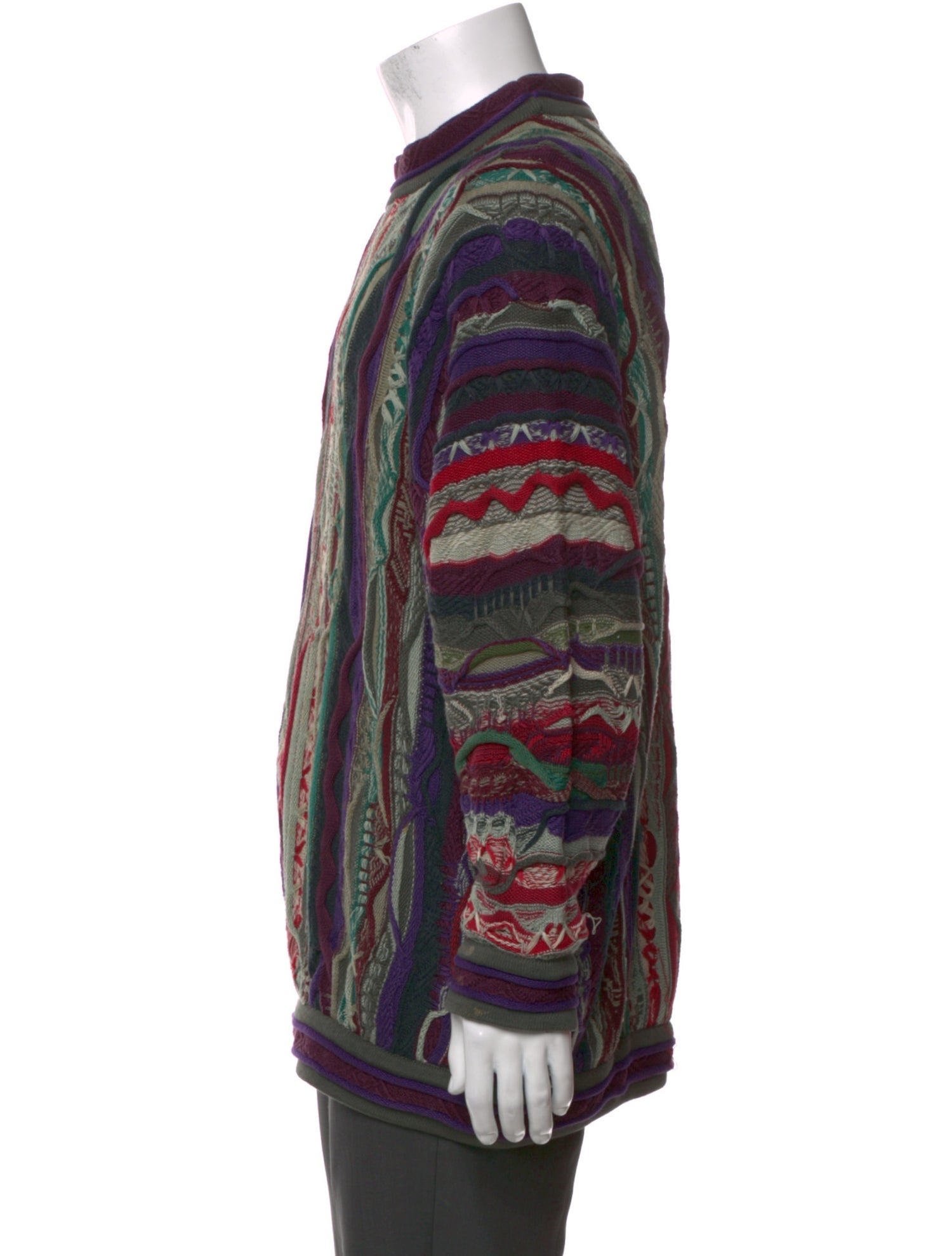 Coogi Striped Mock Neck Pullover