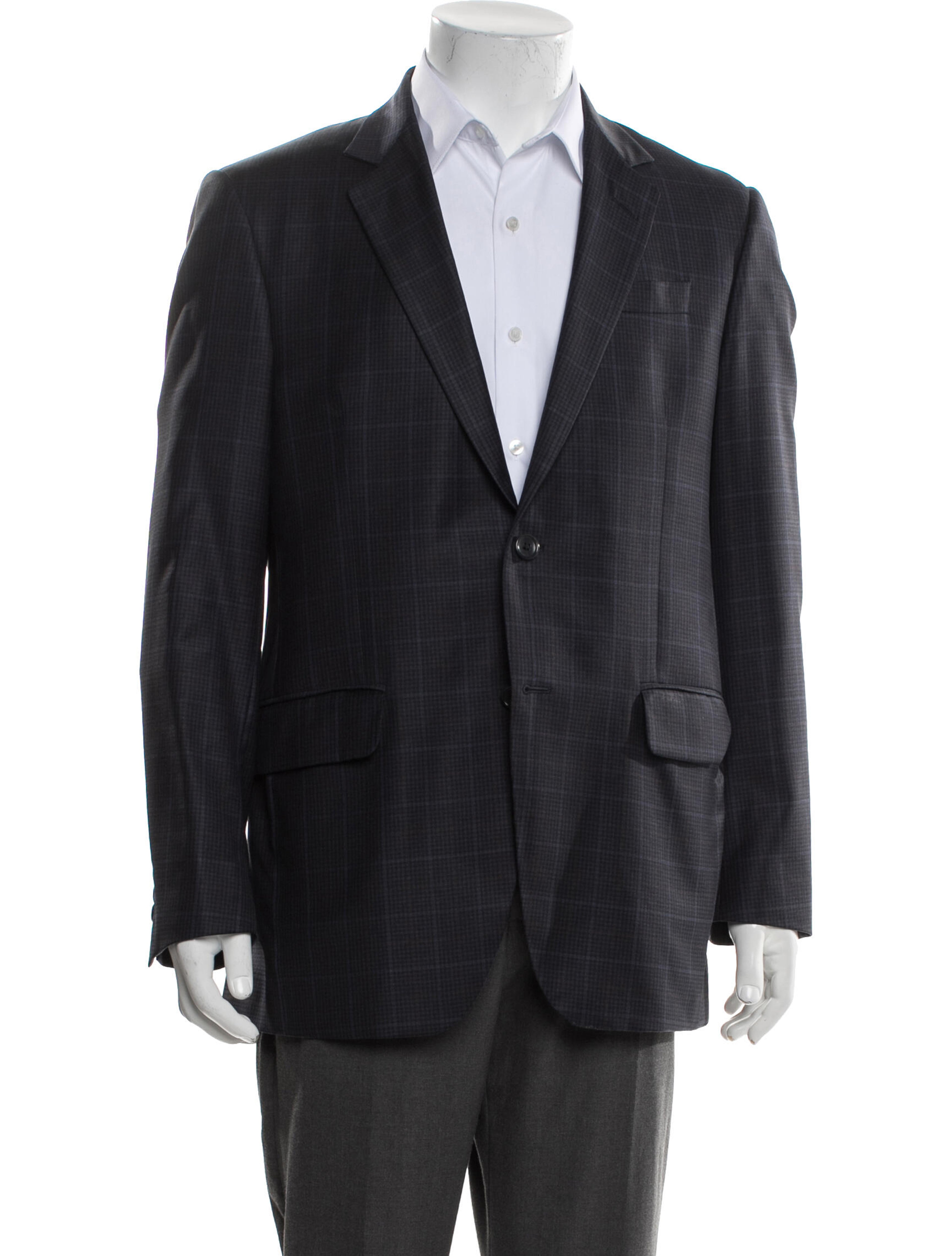 Wool Plaid Print Blazer