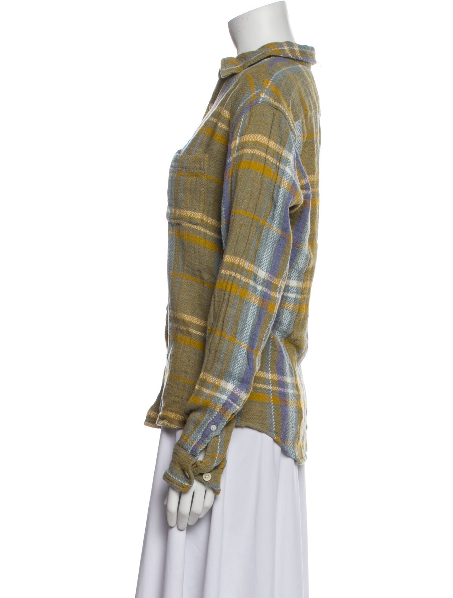 Corridor Plaid Print Long Sleeve Button-Up Top