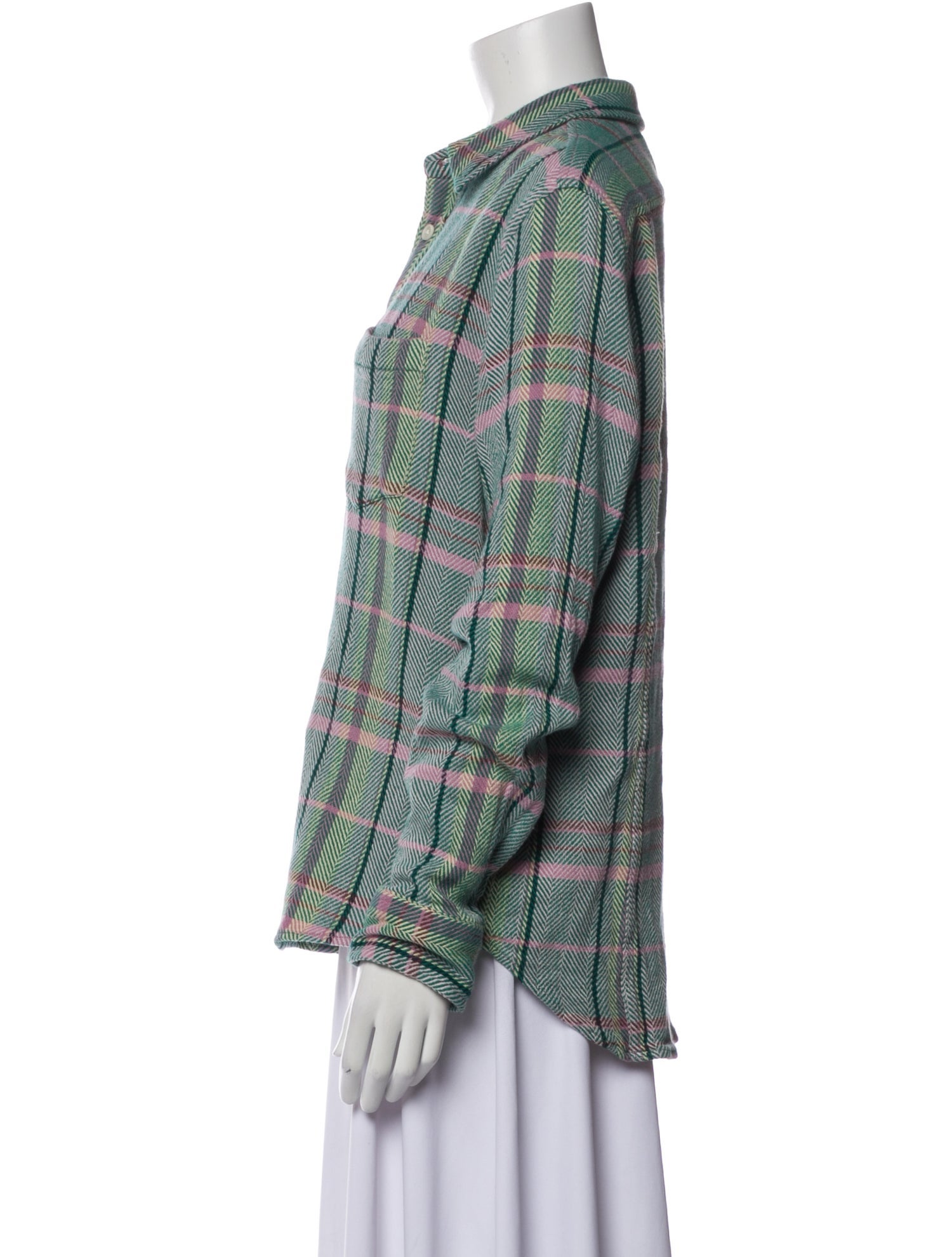 Corridor Plaid Print Long Sleeve Button-Up Top