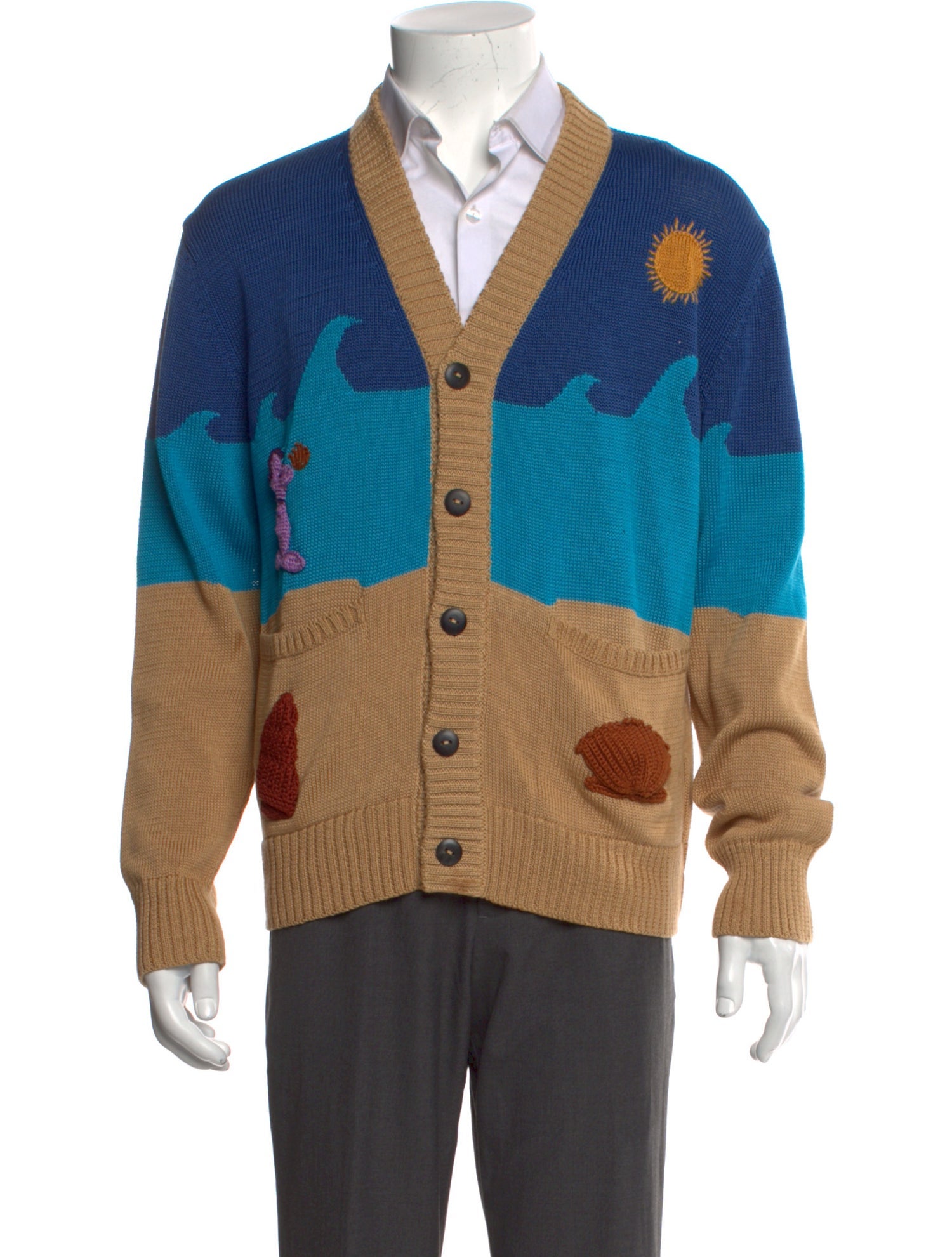 Corridor Colorblock Pattern V-Neck Cardigan