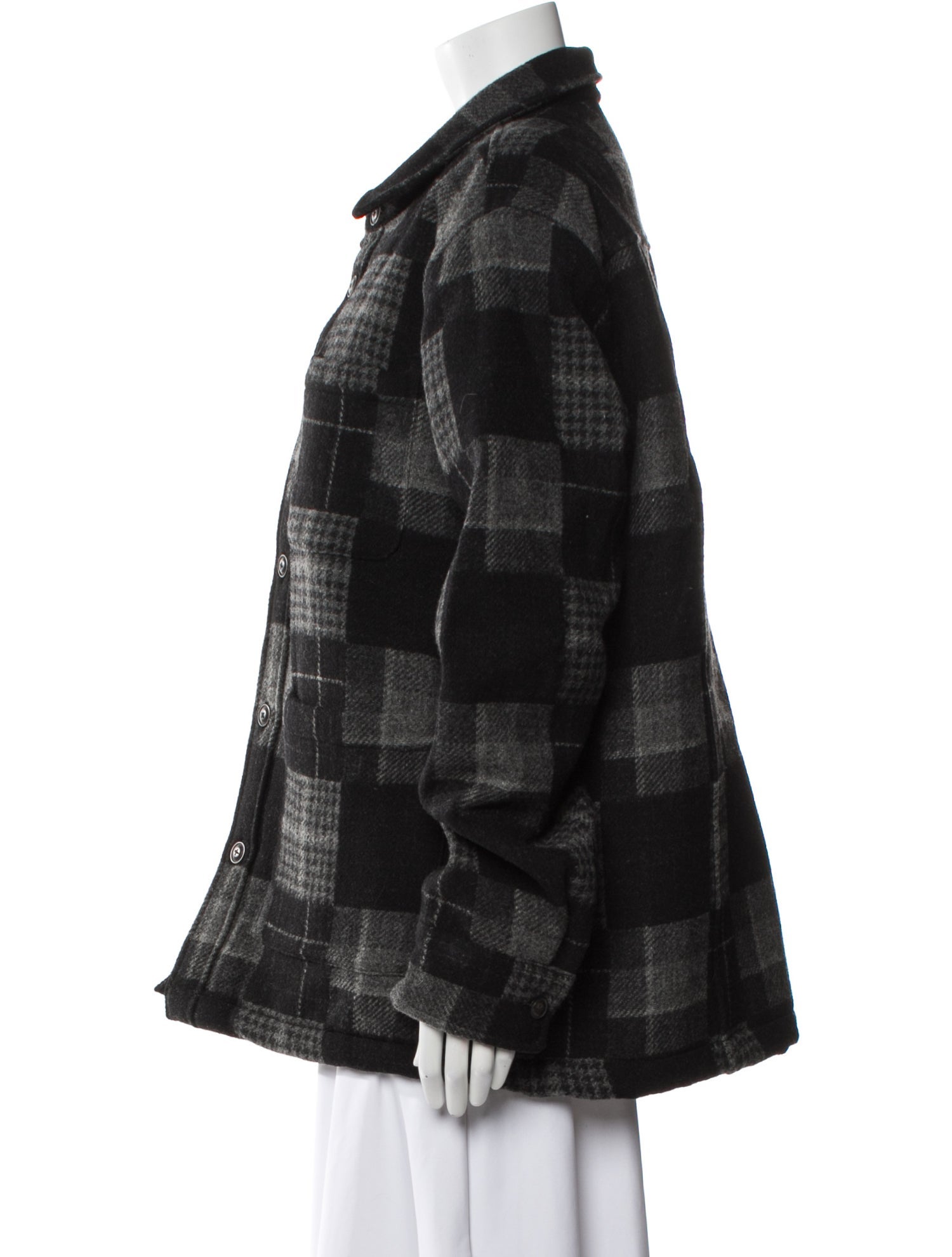 Corridor Merino Wool Plaid Print Faux Fur Jacket