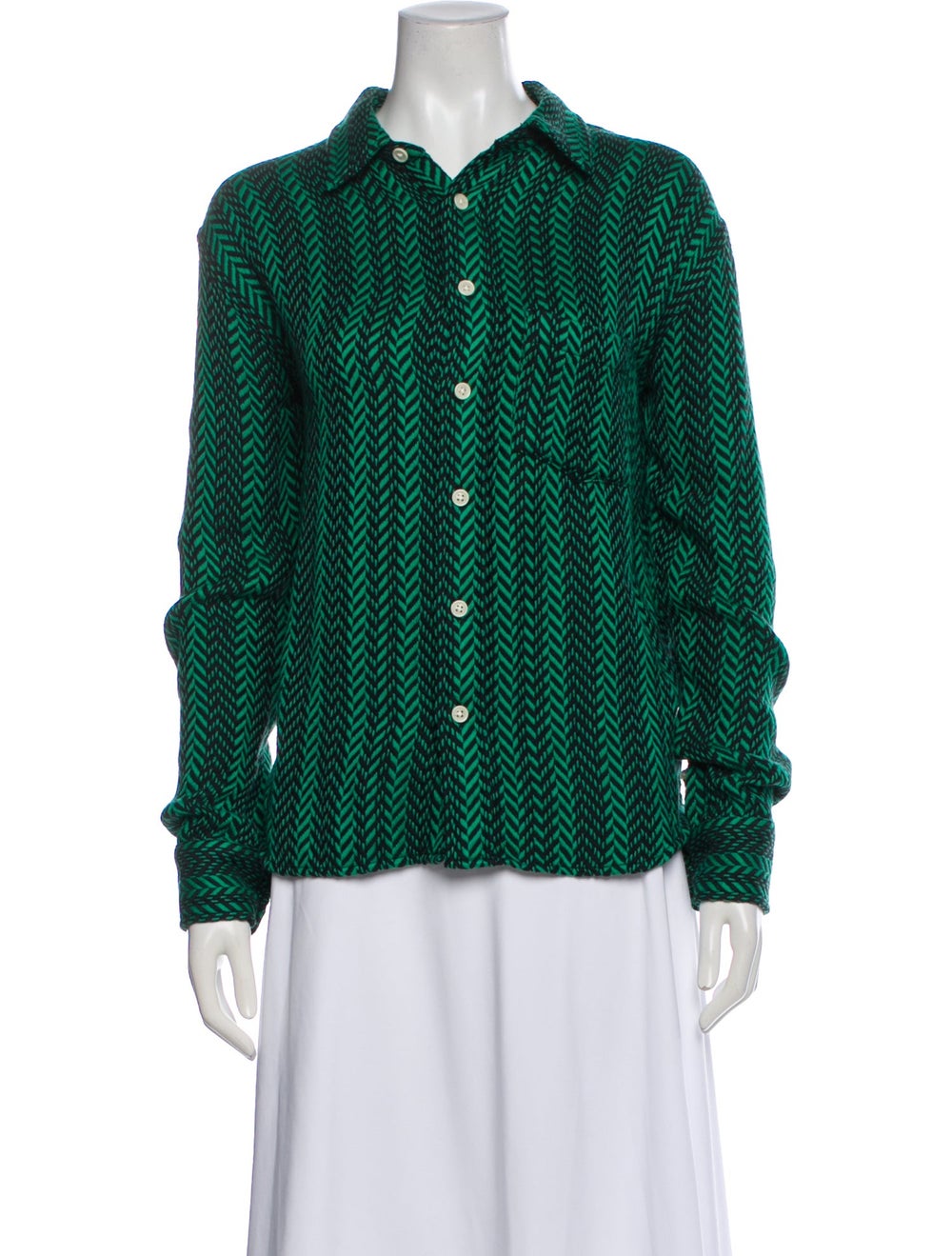 Corridor Patterned Long Sleeve Button-Up Top - image 1